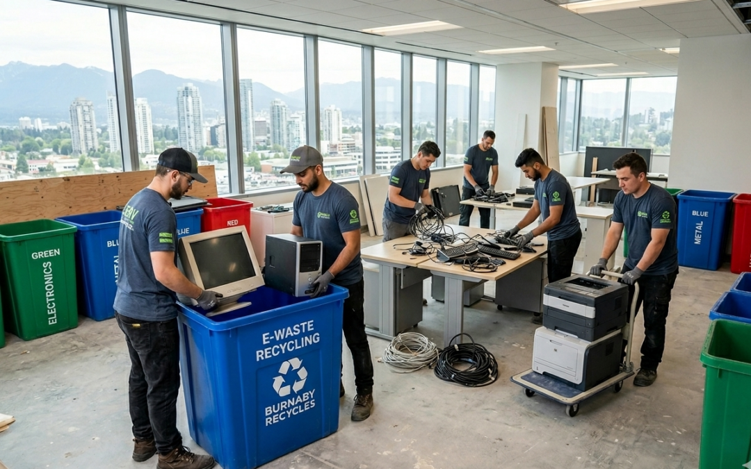 Electronics Recycling Burnaby team removing old office electronics for recycling