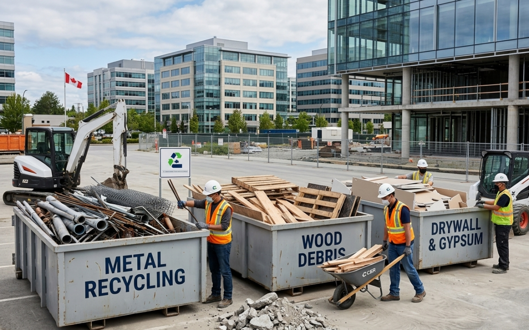 Construction waste recycling Burnaby site with commercial debris bins and eco-friendly disposal services