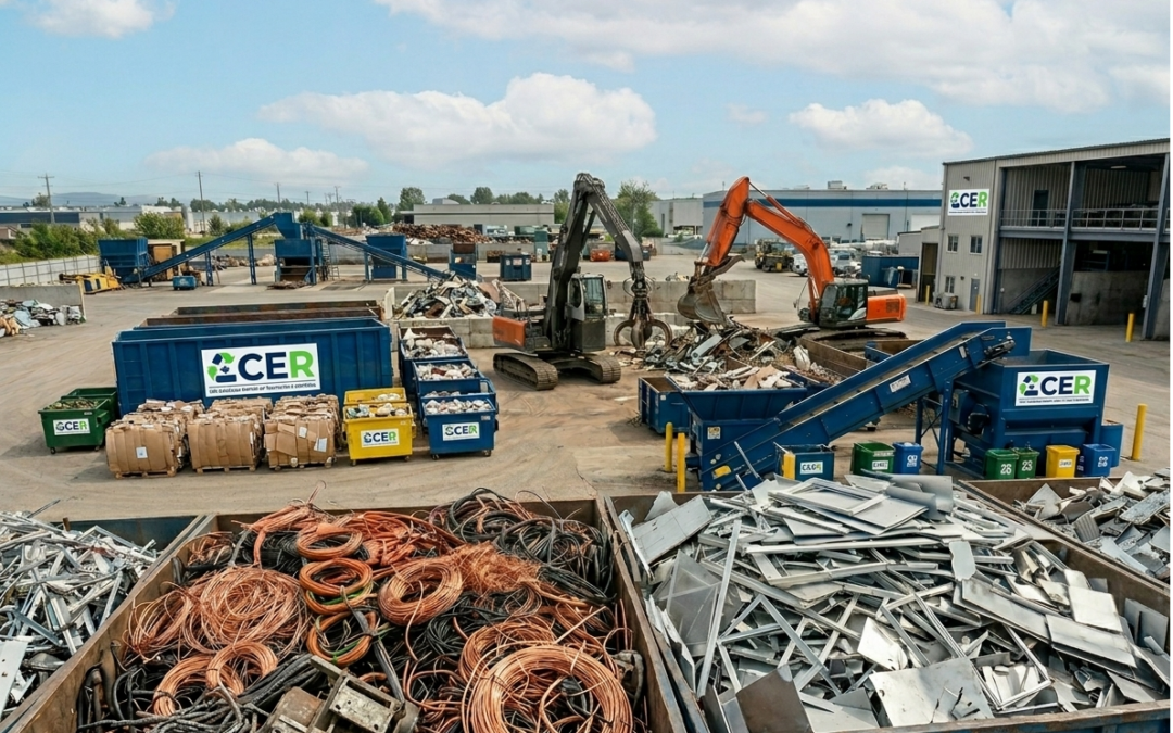 Commercial Waste Recycling Burnaby facility sorting construction debris, cardboard, and industrial waste for eco-friendly recycling