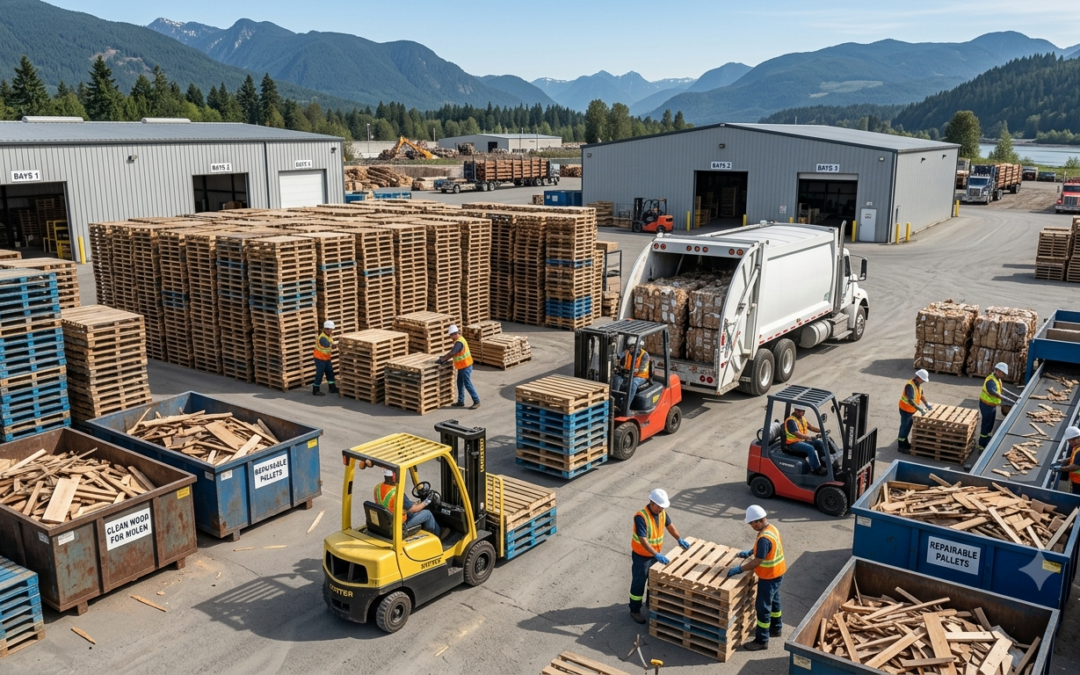 Wooden pallets prepared for Wood Recycling Mission.