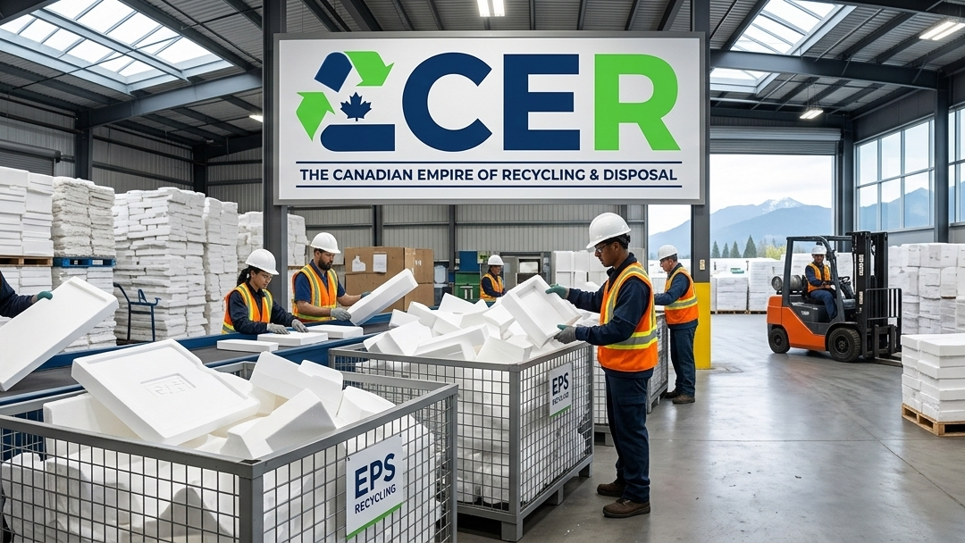 Styrofoam Recycling Vancouver facility sorting clean foam packaging materials.