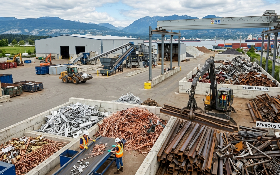 Scrap metal recycling Vancouver facility sorting ferrous and non-ferrous metals