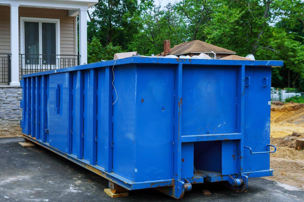 homeguide large blue 40 yard construction dumpster rental for home remodeling