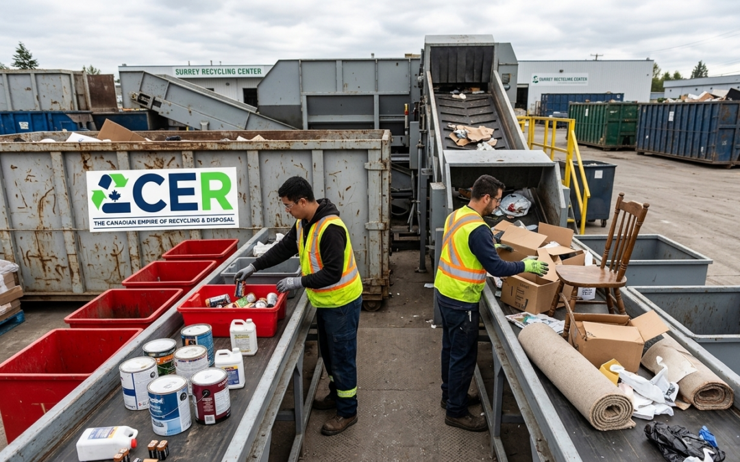 Junk Removal Services Surrey workers separating hazardous and non-hazardous waste