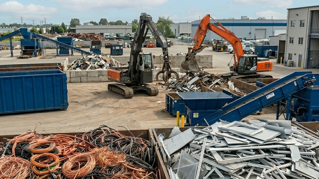 Metal Recycling Surrey facility with copper and aluminum scrap prepared for commercial recycling